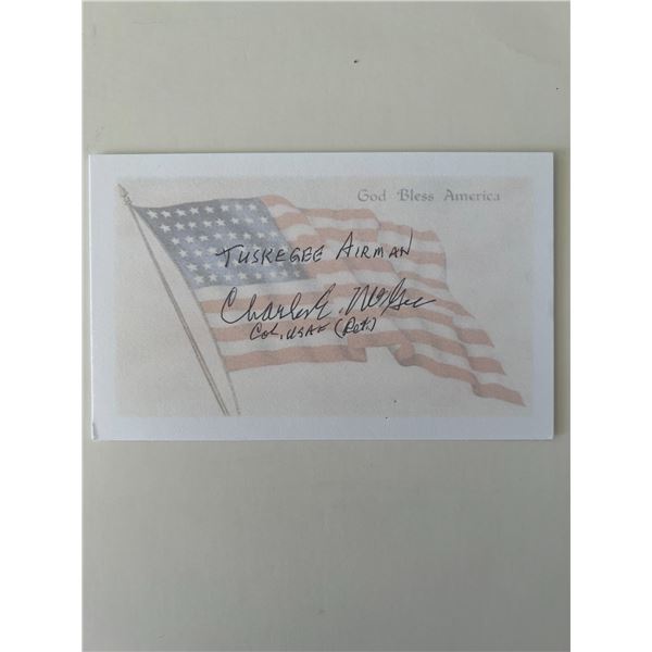 Tuskegee Airmen Charles McGee original signature. 5x3 inches