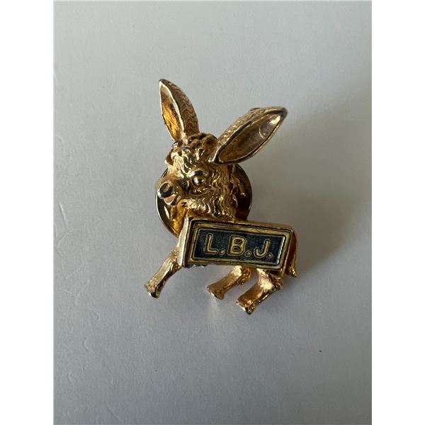 Vintage Donkey Pin Presidential Lyndon B Johnson Campaign Pin