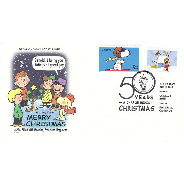 Wishing You a Merry Christmas - A Charlie Brown Christmas 50 Years Celebration FDC