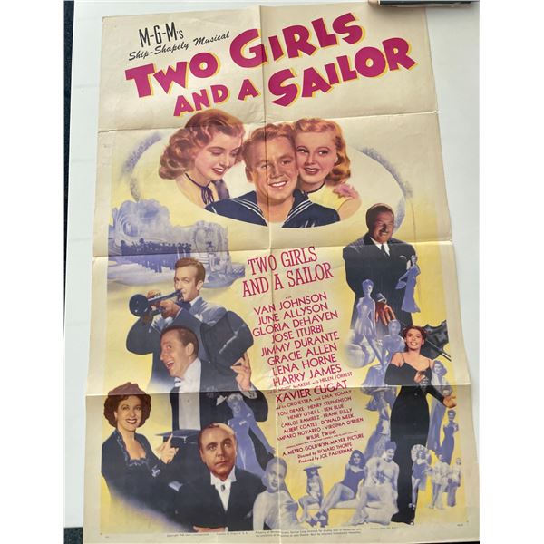 Two Girls and A Sailor 1944 vintage movie poster