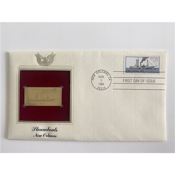 Steamboats New Orleans Gold Stamp Replica First Day Cover