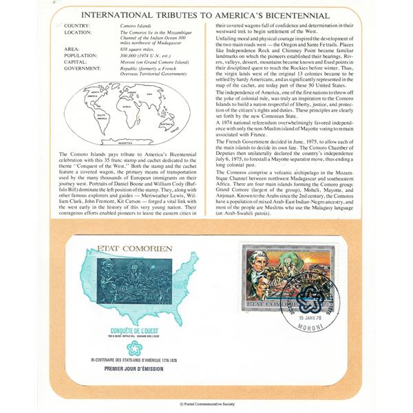 Comoro Islands - International Tributes to America's Bicentennial FDC