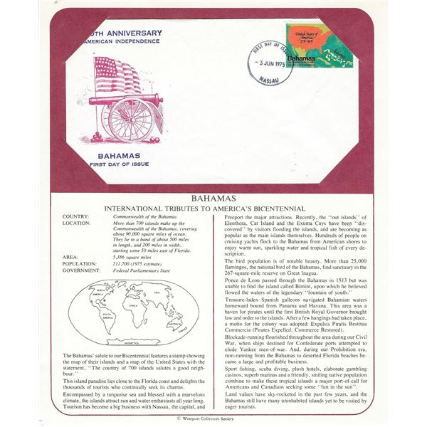 Commonwealth of the Bahamas - International Tributes to America's Bicentennial FDC
