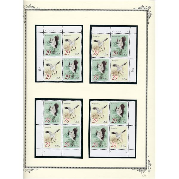 Bird stamps 4 plate blocks 16 x 29 cent stamps