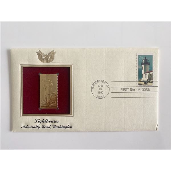 Lighthouses Admiralty Head, Washington Gold Stamp Replica First Day Cover