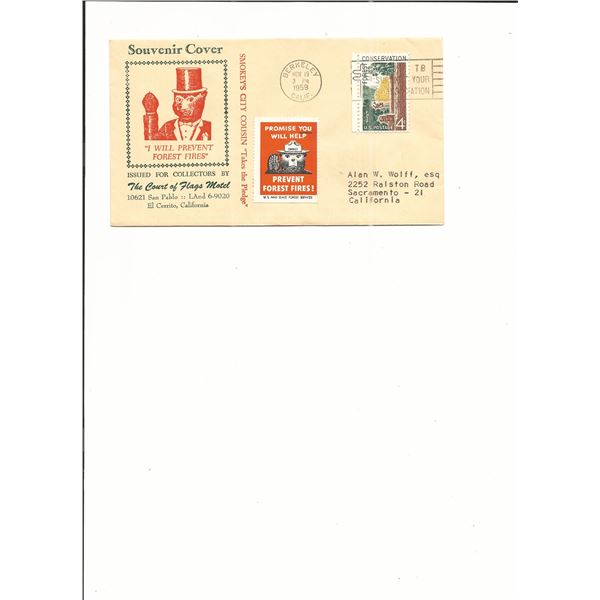 Smokey the Bear - Souvenir First Day Cover - Berkeley, CA. - 1959