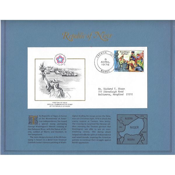 Republic of Niger - American Bicentennial Commemorative FDC