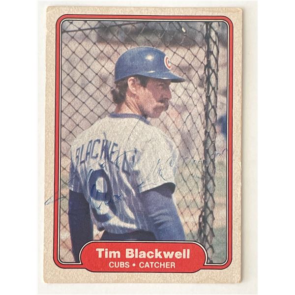 Chicago Cubs Tim Blackwell signed 1982 Fleer #587 trading card