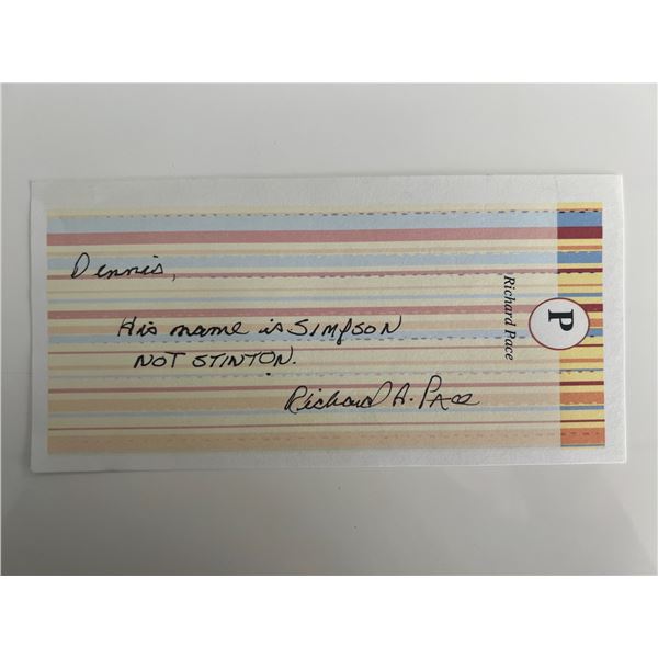 JFK Assassination Richard A. Pace signed note on personal stationary