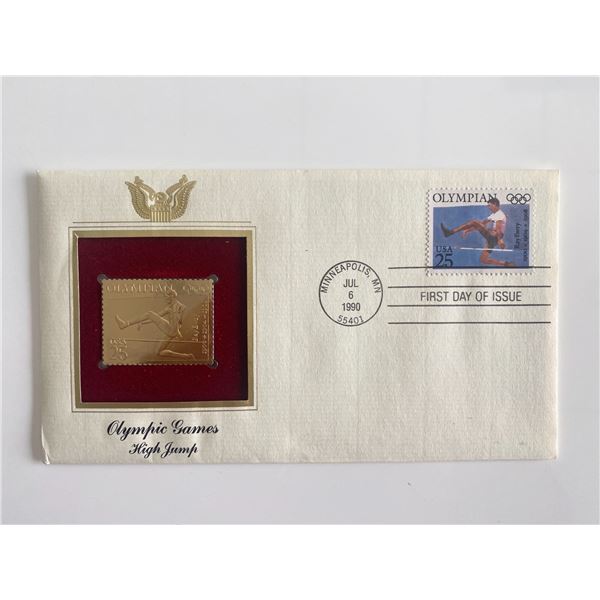 Olympic Games High Jump Gold Stamp Replica First Day Cover
