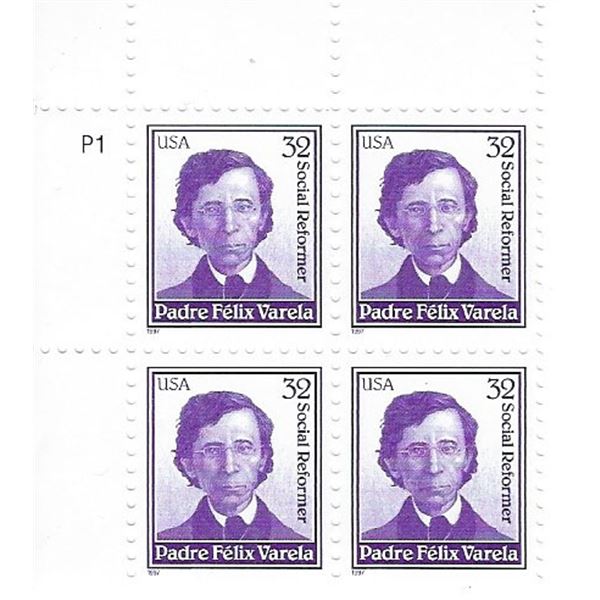 Social Reformer Padre Felix Varela stamps plate block