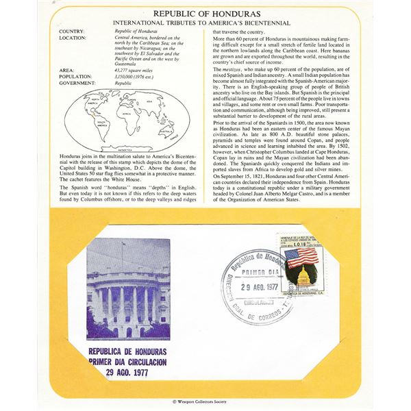 Republic of Honduras - International Tributes to America's Bicentennial FDC
