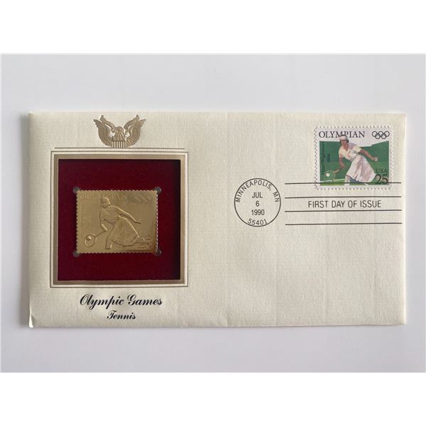 Olympic Games Tennis Gold Stamp Replica First Day Cover