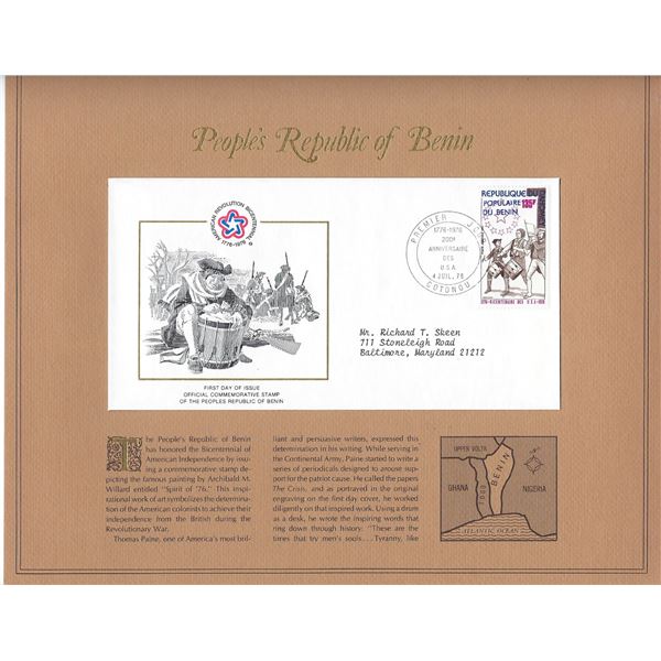 People's Republic of Benin - American Bicentennial Commemorative FDC