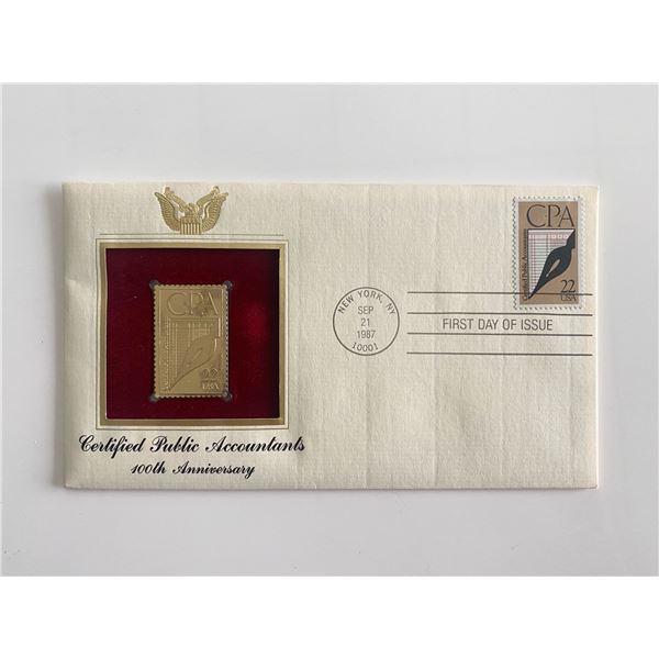 Certified Public Accountants 100th Anniversary Gold Stamp Replica First Day Cover