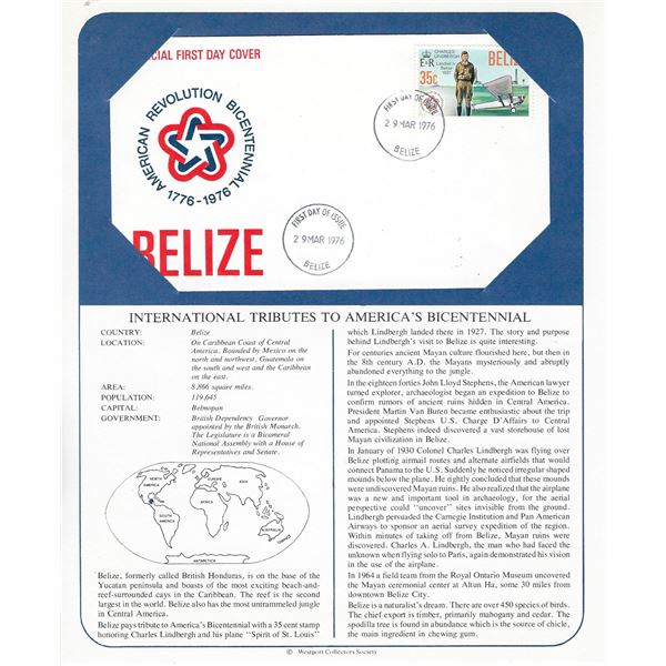 Belize - International Tributes to America's Bicentennial FDC