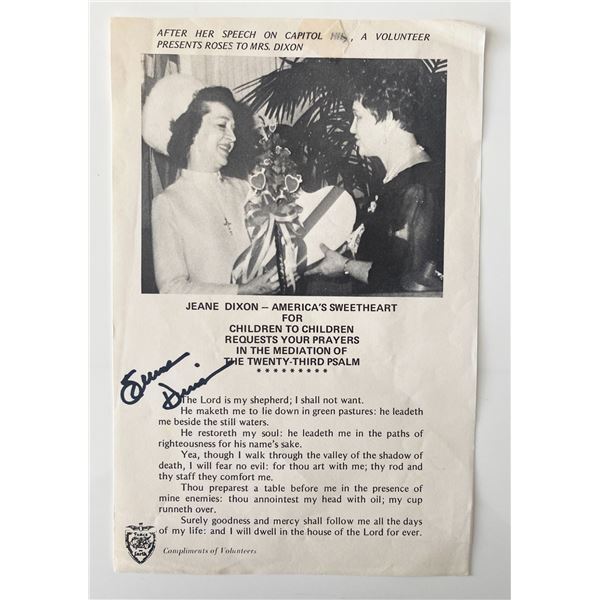 Jeanne Dixon signed cover