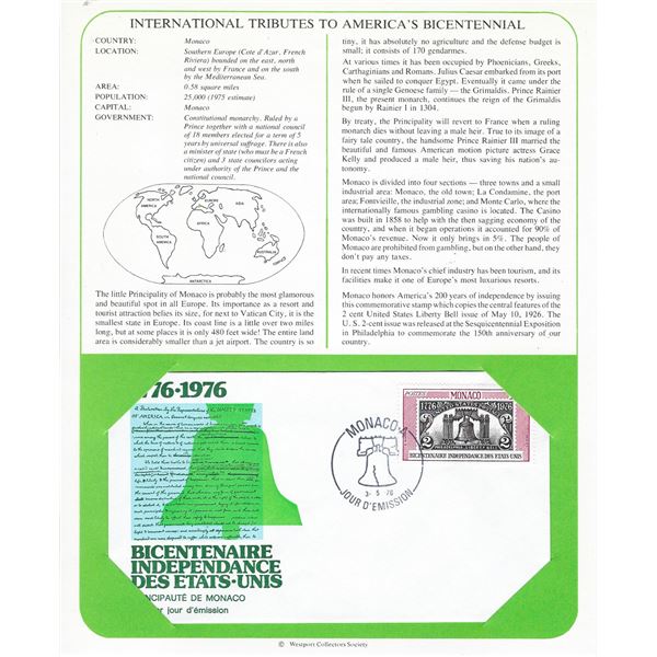 Monaco - International Tributes to America's Bicentennial FDC