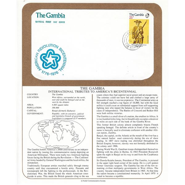 The Gambia - International Tributes to America's Bicentennial FDC