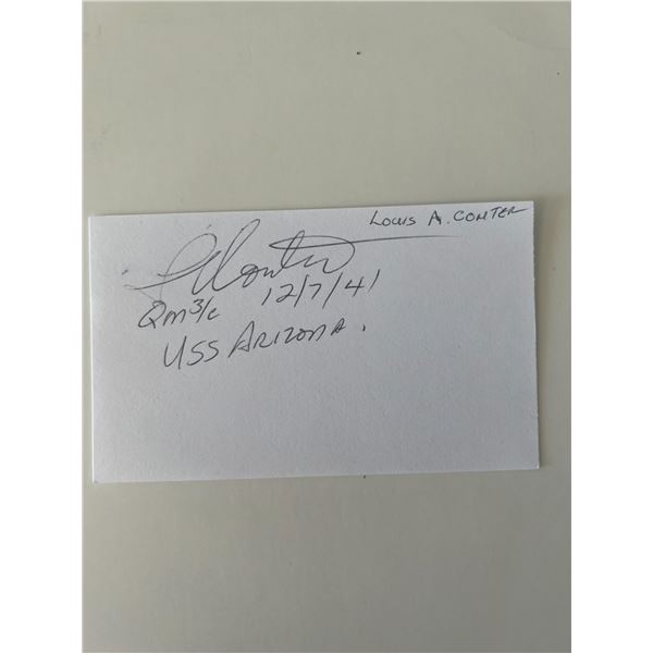 Pearl Harbor survivor Louis Conter original signature