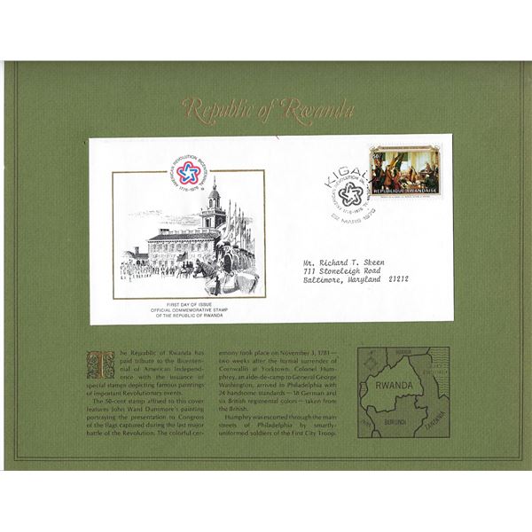 Republic of Rwanda - American Bicentennial Commemorative FDC