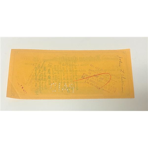 John L. Sullivan 1934 signed check