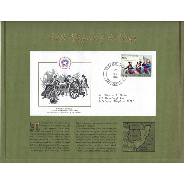 People's Republic of the Congo - American Bicentennial Commemorative FDC