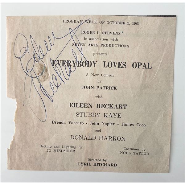 Eileen Heckart signed newspaper clipping