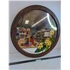 Image 1 : * Vintage Wood Framed Wall Mirror - 26" Dia - Pickup Only