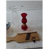 Image 2 : Glass Container, Wooden Slicer, Red Lamp, Clear Glass Oil Lamp Shade