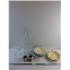 Image 1 : (4) Pottery Barn Dining Plates, Cream & Sugar Set, Glass Goblets and Wired Wall Rack