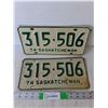 Image 1 : (2) 1974 Saskatchewan License Plates