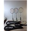 Image 4 : (2) Folding Camp Chairs with Bags & (3) Badminton Raquets with Cases  -  PICK UP