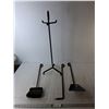 Image 1 : Fireplace Tools with Stand- Poker, Broom, Shovel  -  PICK UP
