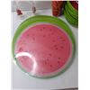 Image 2 : Themed Dining Items, (13) Watermelon Place Mats, (8) Watermelon Salad Bowls, ) WaterMelon Cups, Misc