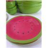Image 6 : Themed Dining Items, (13) Watermelon Place Mats, (8) Watermelon Salad Bowls, ) WaterMelon Cups, Misc