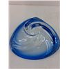 Image 2 : "Blue Swirl" Art Glass - 8.5" Dia x 2" Tall
