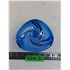 Image 1 : "Blue Swirl" Art Glass - 6.5" Dia x 2" High