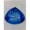 Image 2 : "Blue Swirl" Art Glass - 6.5" Dia x 2" High