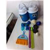 Image 2 : Blue Plastic Tote- No Lid, (2) Drink Coolers, (4) Swim Goggles, Misc.