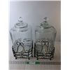 Image 1 : (2) Glass Beverage Dispensers with Metal Stands 17.5" Tall