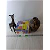 Image 1 : Home Decor- Storage Box, Earthenware Pot 9.5" Tall & Resin Giraffe 13.5" Tall