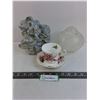 Image 1 : Mice Coin Bank, Glass Light Fixture, Royal Albert Fine China Teacup & Saucer