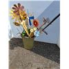 Image 1 : ** Various Garden Decor Stakes  in Metal Planter  -  PICK UP ONLY
