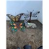 Image 1 : ** (4) Garden Decor Items: Dragonfly, Butterfly, Deer (Ear Damaged) - CANNOT SHIP