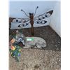 Image 3 : ** (4) Garden Decor Items: Dragonfly, Butterfly, Deer (Ear Damaged) - CANNOT SHIP