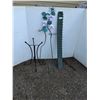 Image 1 : ** (3) Planter Holders - 48" Tall & Green Garden Fence - 52" Tall & Garden Fountain Metal Base - CAN