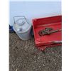Image 2 : ** Little Wood Red Wagon, Tool Box, Metal Gas Can, Sledge Hammer,  TrimmersPipe Wrench