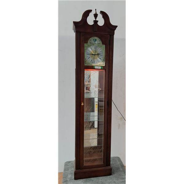 * Ducks Unlimited Lighted Howard Miller Brand Floor Grandfather Clock w/ Glass Display Shelves - 76"