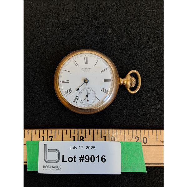 ^ Antique Waltham Watch - Hunting Style Bartlett Model Pocket Watch - Runs